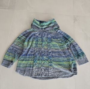 JohnPaulRichard Blue and Green Turtleneck Sweater - XL
